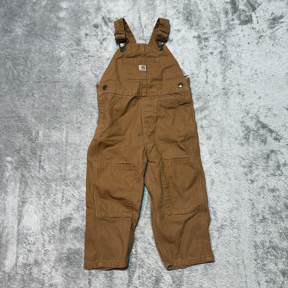 Carhartt Double Knee Overalls Toddler Size‎ 2T Brown Duck Canvas Bibs